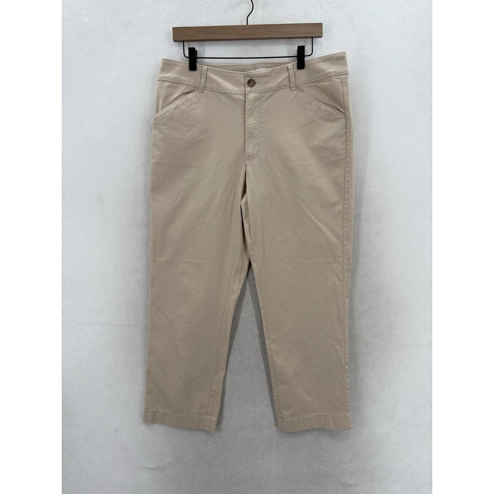 LOFT Outlet Straight Chino Pants Womens 12 Beige Twill Mid Rise Stretch Career